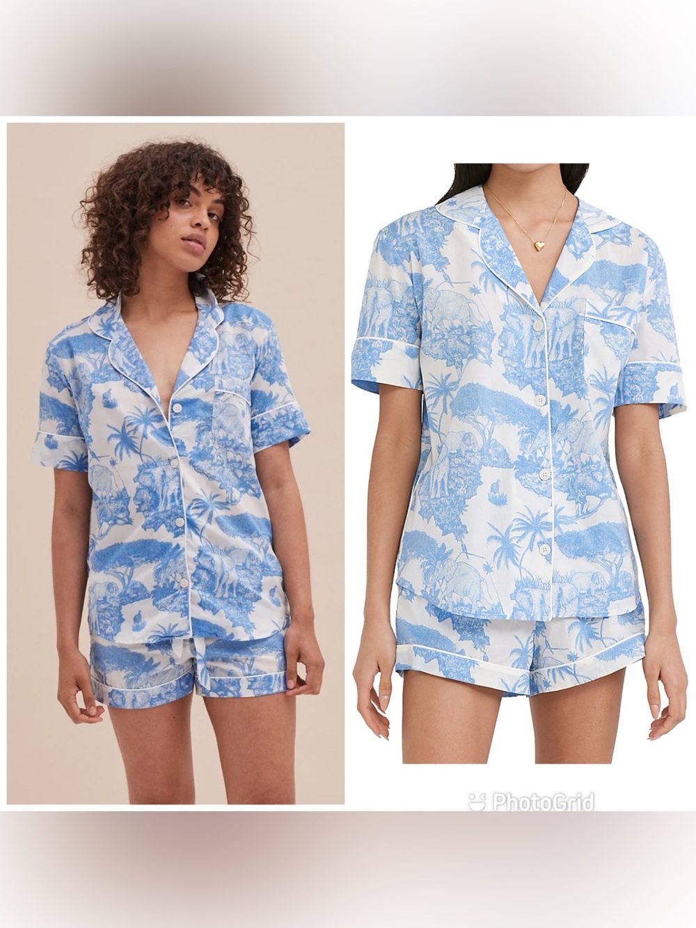 Desmond and Dempsey SHORT SLEEVE PYJAMA SET LOXODONTA BLUE New with Tags! - Picture 1 of 12